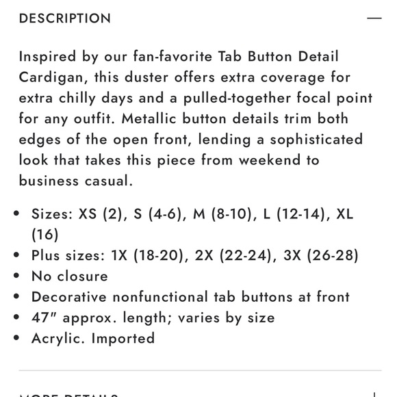 Tab button detail duster - navy blue - Picture 6 of 8